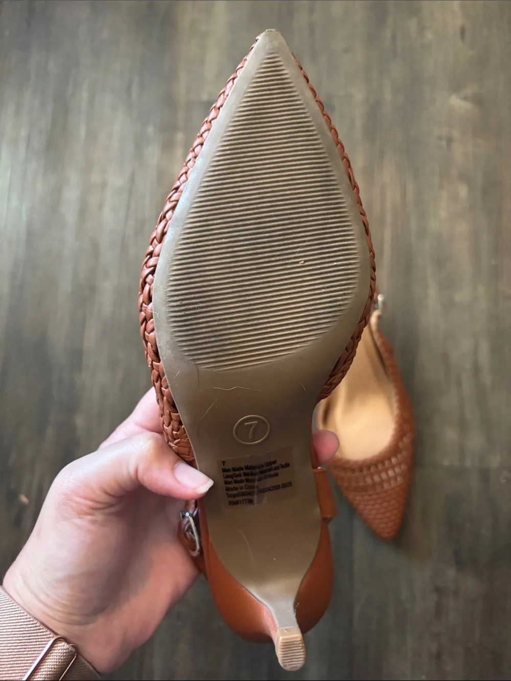 Woven Pointed Slingback Mules - Brown - Picture 3 of 6
